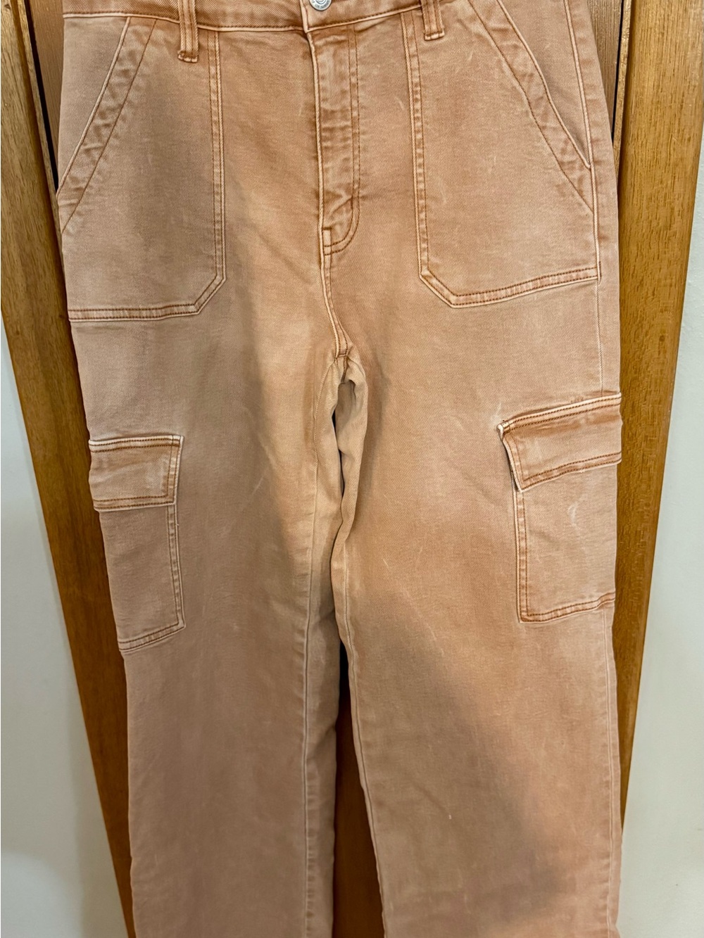 Flying Monkey Cargo Wide Leg Jeans in Light Orange-Perfect for Fall